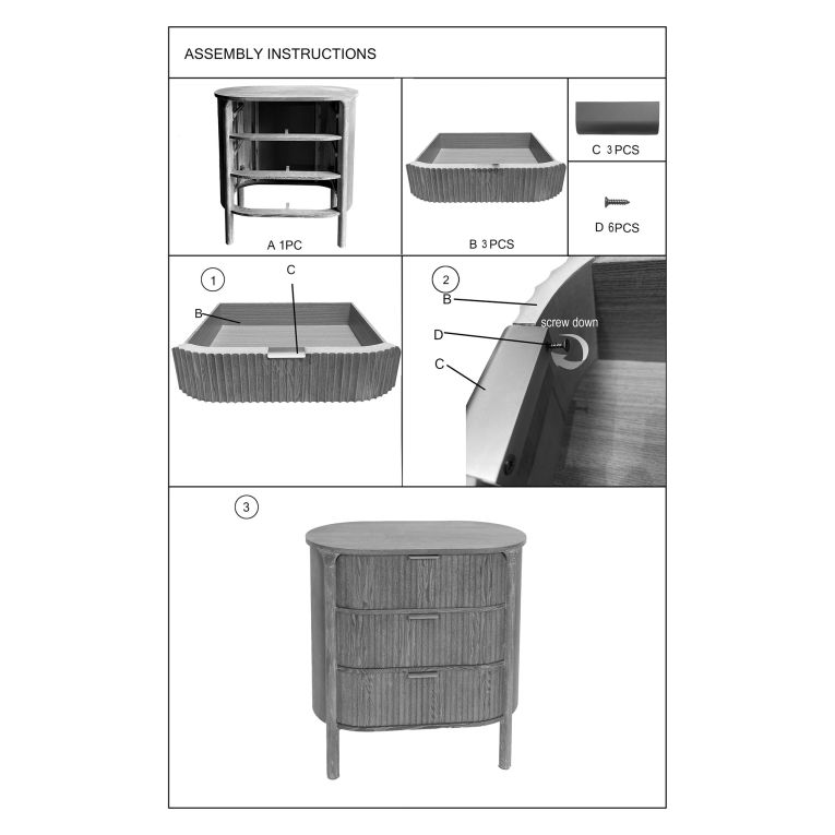Cassettiera Marrone Ciliegio oro 3 Cassetti Effetto Invecchiato 81x47x82h cm, Apertura Scorrevole - Fama