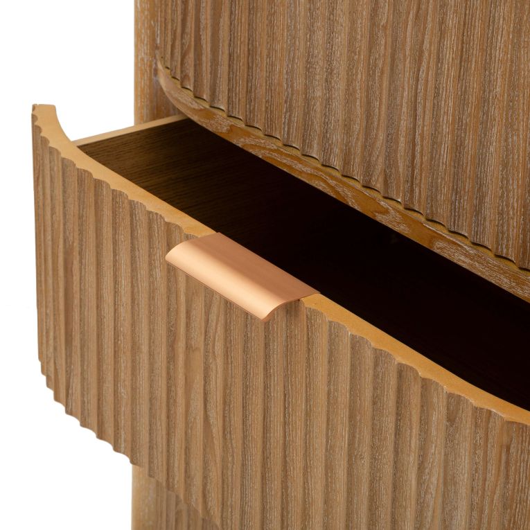 Cassettiera Marrone Ciliegio oro 3 Cassetti Effetto Invecchiato 81x47x82h cm, Apertura Scorrevole - Fama