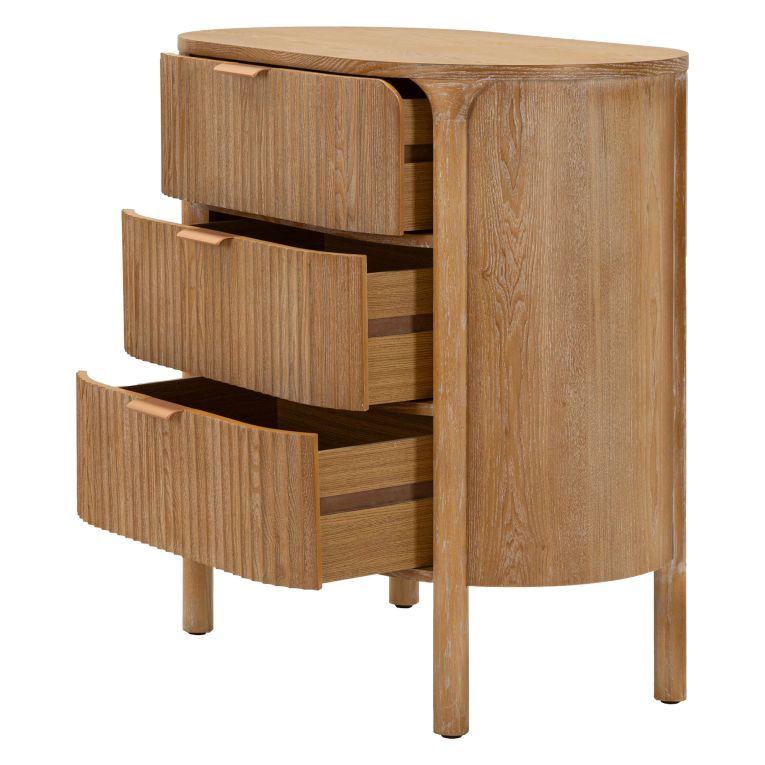 Cassettiera Marrone Ciliegio oro 3 Cassetti Effetto Invecchiato 81x47x82h cm, Apertura Scorrevole - Fama
