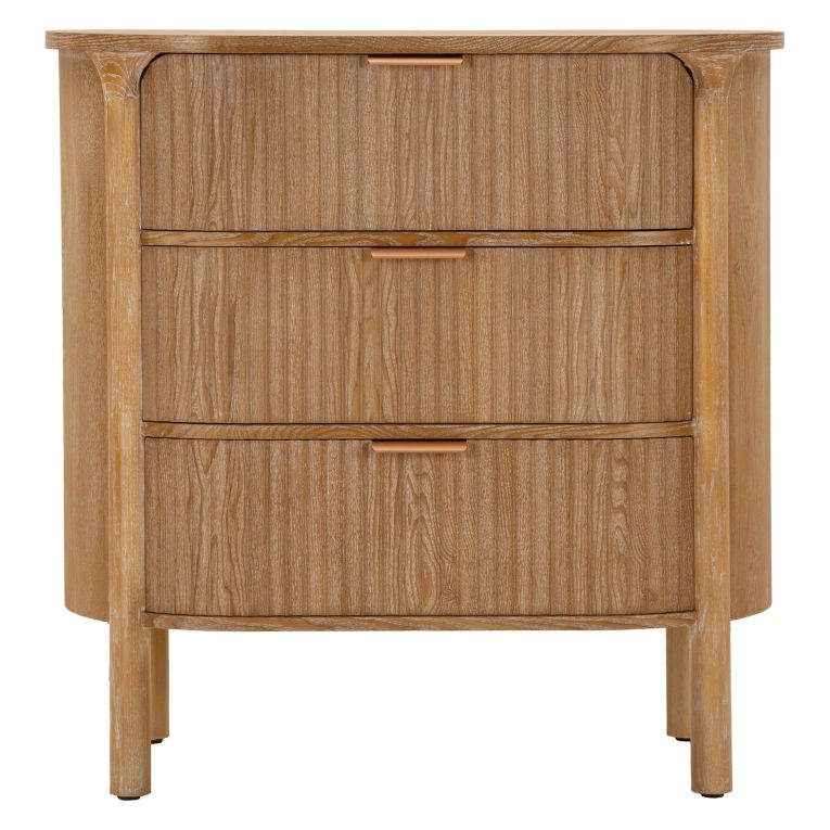 Cassettiera Marrone Ciliegio oro 3 Cassetti Effetto Invecchiato 81x47x82h cm, Apertura Scorrevole - Fama