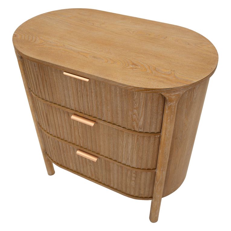 Cassettiera Marrone Ciliegio oro 3 Cassetti Effetto Invecchiato 81x47x82h cm, Apertura Scorrevole - Fama