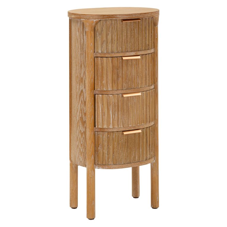 Cassettiera Marrone Ciliegio oro 4 Cassetti Effetto Invecchiato 38x34x82h cm, Apertura Scorrevole - Falisa