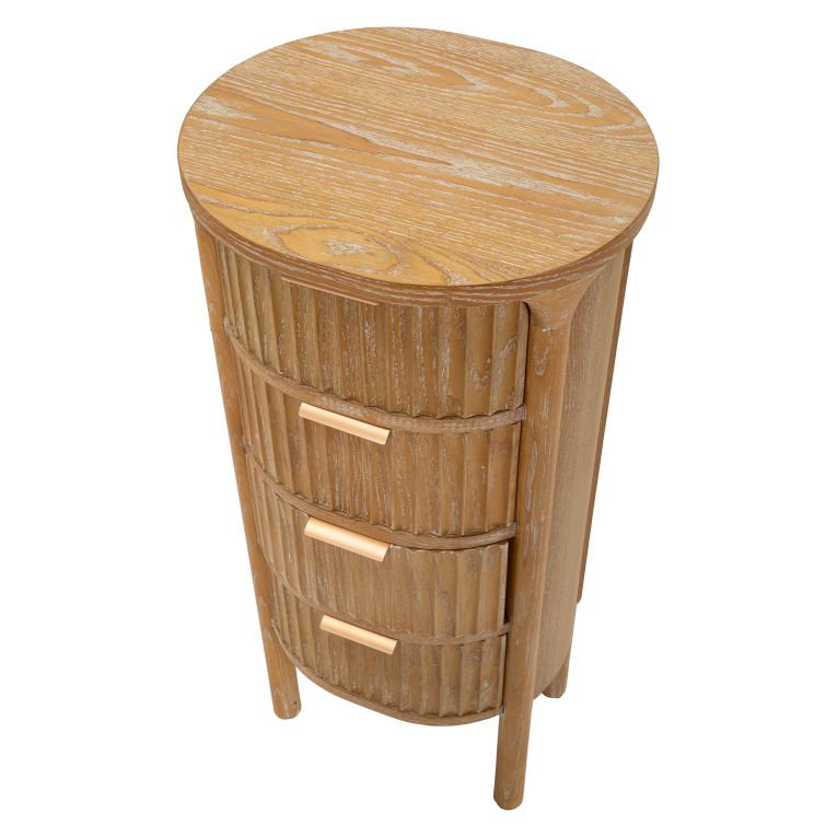 Cassettiera Marrone Ciliegio oro 4 Cassetti Effetto Invecchiato 38x34x82h cm, Apertura Scorrevole - Falisa