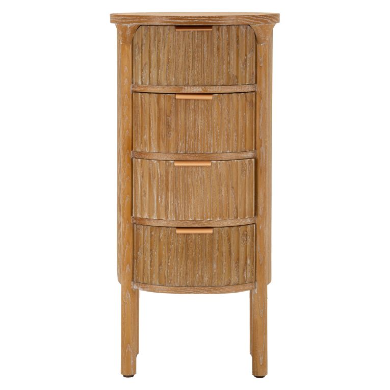 Cassettiera Marrone Ciliegio oro 4 Cassetti Effetto Invecchiato 38x34x82h cm, Apertura Scorrevole - Falisa