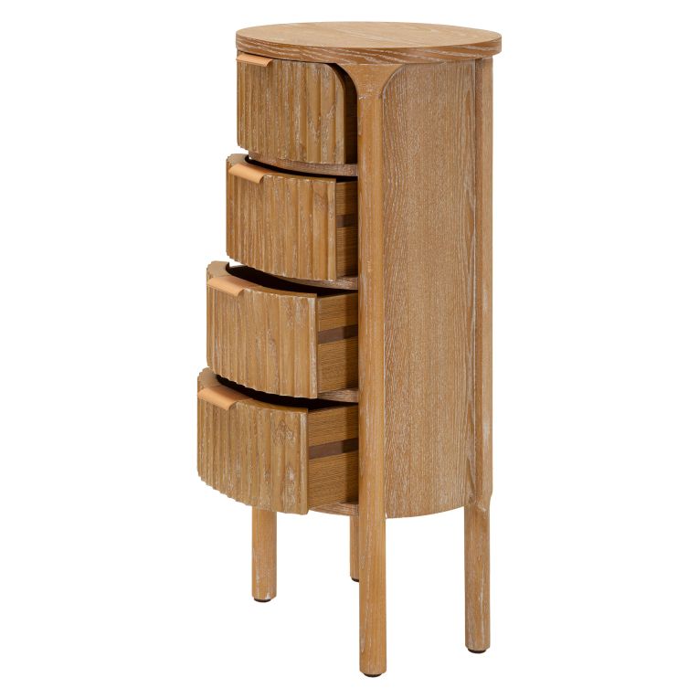 Cassettiera Marrone Ciliegio oro 4 Cassetti Effetto Invecchiato 38x34x82h cm, Apertura Scorrevole - Falisa