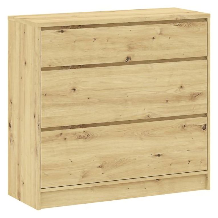 Cassettiera Marrone Rovere 3 Cassetti Apertura Scorrevole 99x40x93h cm, Chiusura Scorrevole - Laleda