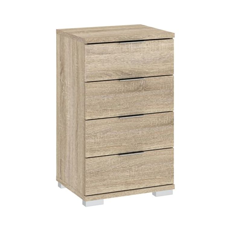 Cassettiera Marrone Rovere 4 Cassetti Apertura Scorrevole 46x42x79h cm, Chiusura Scorrevole - Laka