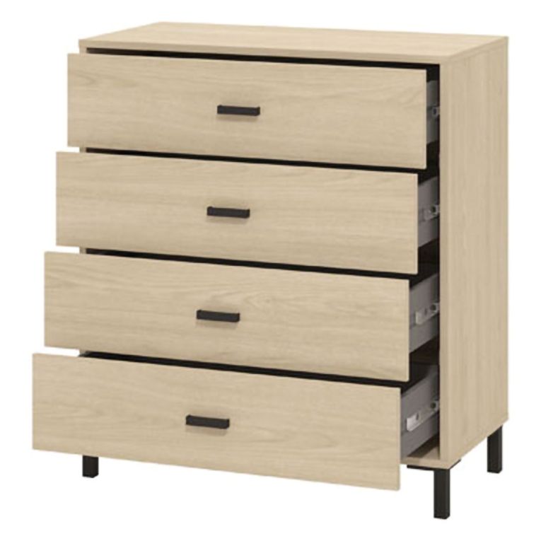 Cassettiera Marrone Rovere 4 Cassetti Apertura Scorrevole 80x40x90h cm, Chiusura Scorrevole - Rosasco