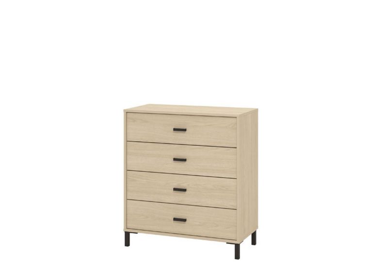 Cassettiera Marrone Rovere 4 Cassetti Apertura Scorrevole 80x40x90h cm, Chiusura Scorrevole - Rosasco