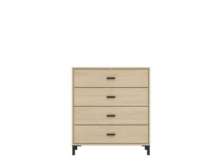 Cassettiera Marrone Rovere 4 Cassetti Apertura Scorrevole 80x40x90h cm, Chiusura Scorrevole - Rosasco