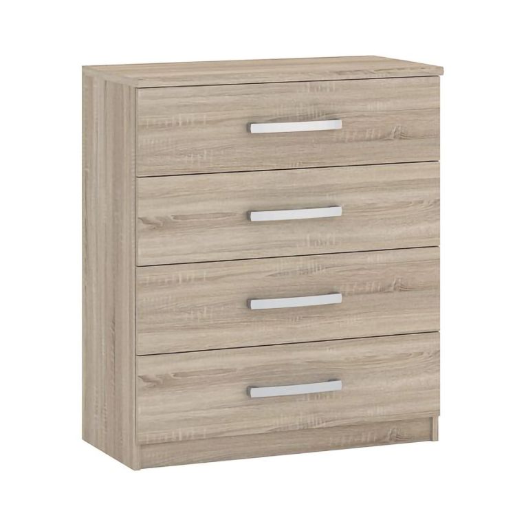 Cassettiera Marrone Rovere 4 Cassetti Apertura Scorrevole 83x43x97h cm, Chiusura Scorrevole - Laga