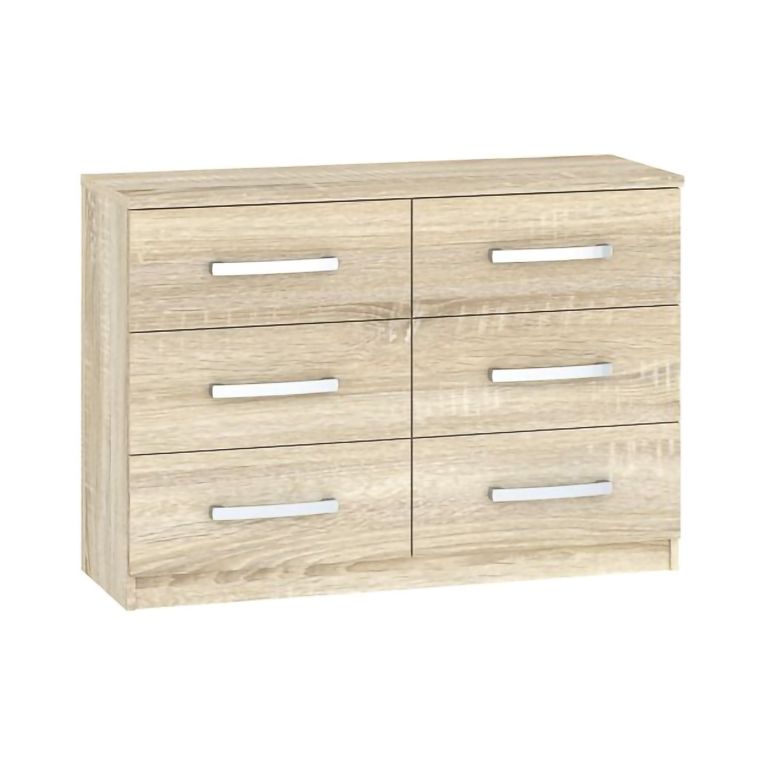 Cassettiera Marrone Rovere 6 Cassetti Apertura Scorrevole 112x43x79h cm, Chiusura Scorrevole - Laganaro