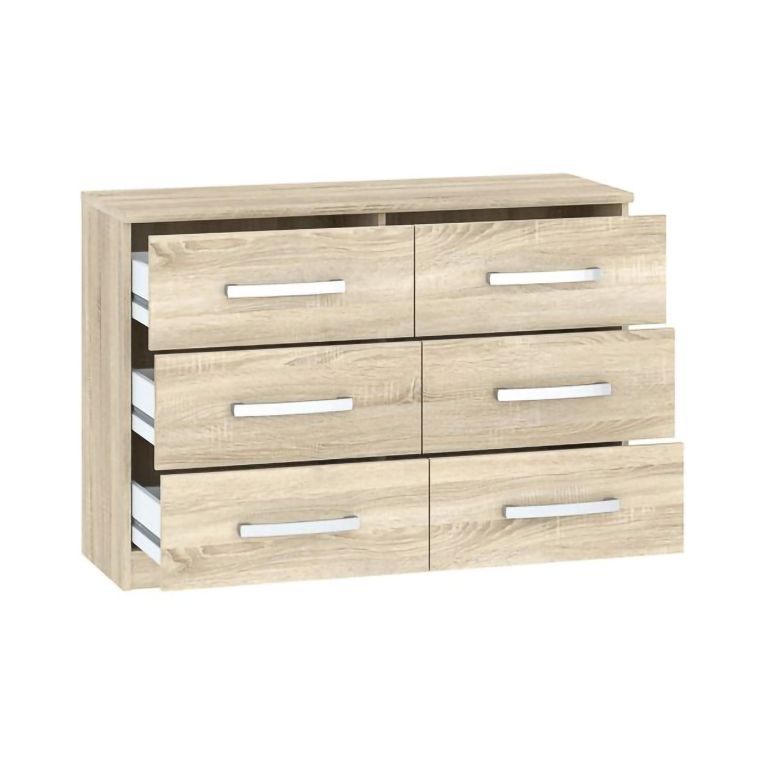 Cassettiera Marrone Rovere 6 Cassetti Apertura Scorrevole 112x43x79h cm, Chiusura Scorrevole - Laganaro
