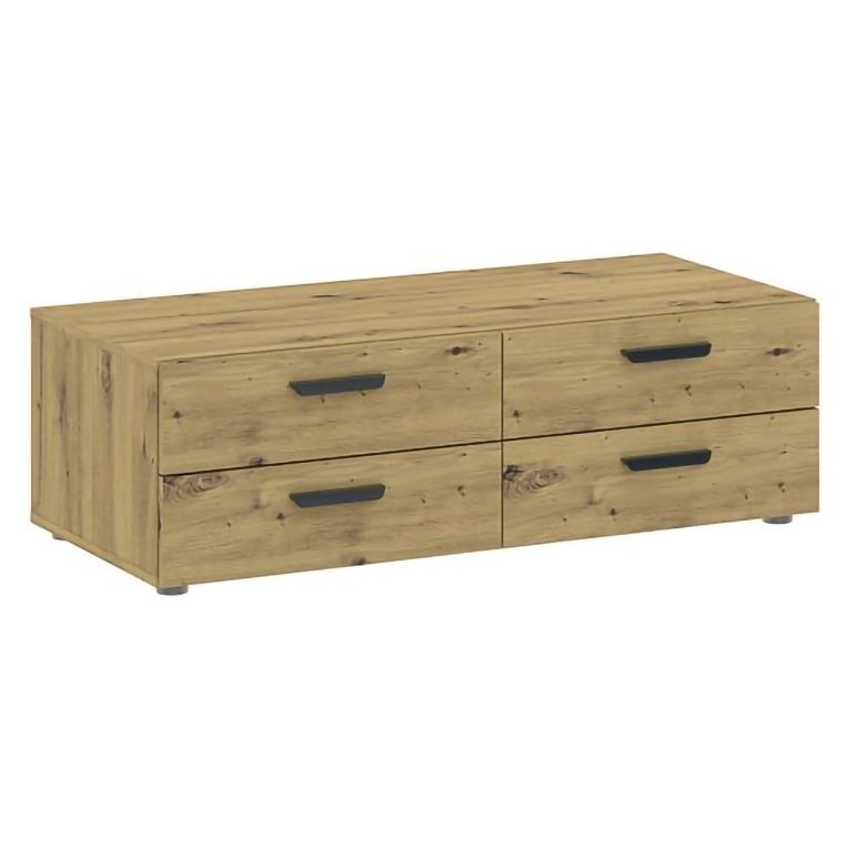 Cassettiera Marrone Rovere Nodi 4 Cassetti Apertura Scorrevole 111x52x35h cm, Chiusura Scorrevole - Gignod