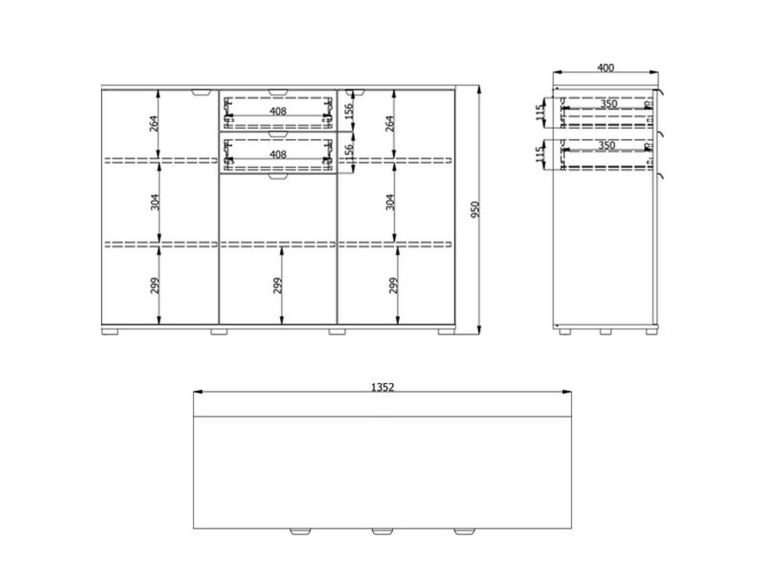Cassettiera Marrone Rovere Nodi Nero 2 Cassetti Apertura Battente, Scorrevole 135x40x95h cm, Chiusura Battente, Scorrevole - Mainarda