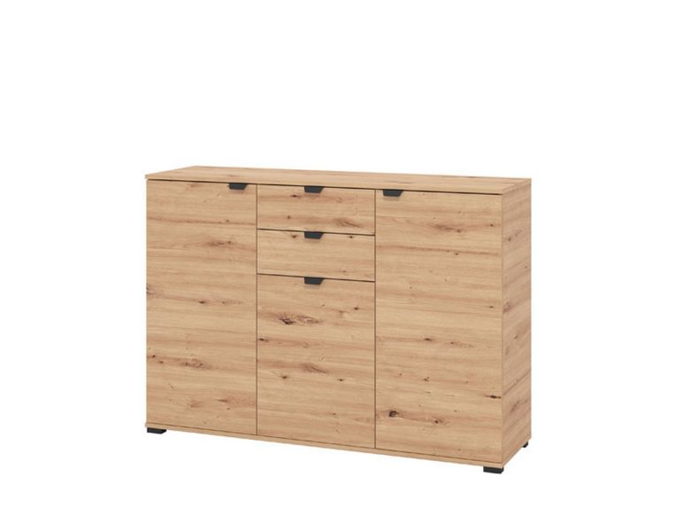 Cassettiera Marrone Rovere Nodi Nero 2 Cassetti Apertura Battente, Scorrevole 135x40x95h cm, Chiusura Battente, Scorrevole - Mainarda