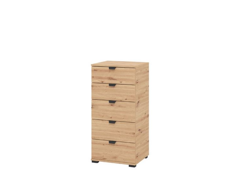 Cassettiera Marrone Rovere Nodi Nero 5 Cassetti Apertura Scorrevole 45x40x95h cm, Chiusura Scorrevole - Mainarda