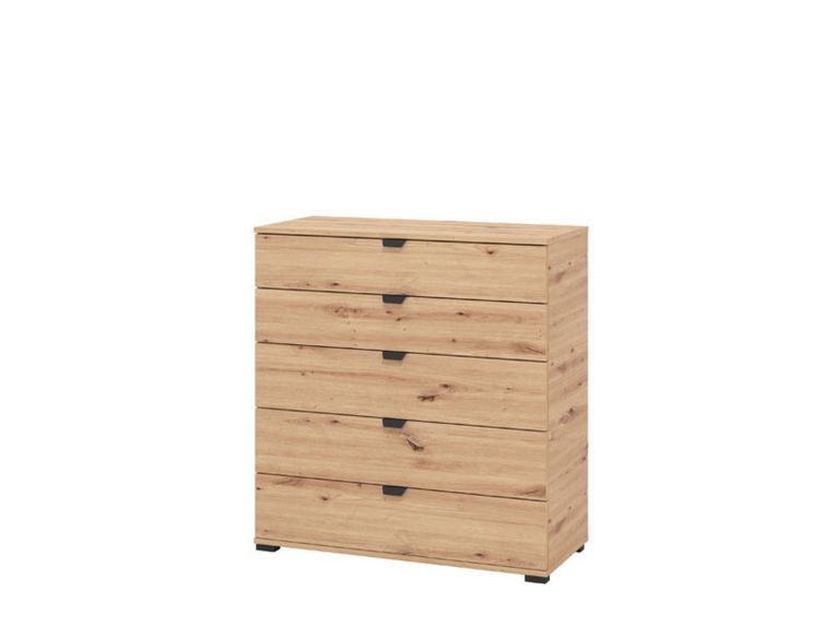 Cassettiera Marrone Rovere Nodi Nero 5 Cassetti Apertura Scorrevole 90x40x95h cm, Chiusura Scorrevole - Mainarda