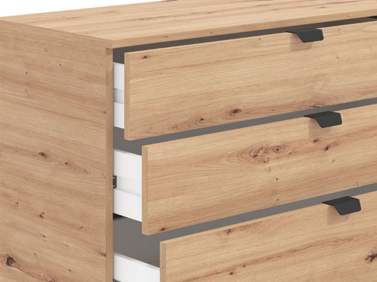 Cassettiera Marrone Rovere Nodi Nero 5 Cassetti Apertura Scorrevole 90x40x95h cm, Chiusura Scorrevole - Mainarda