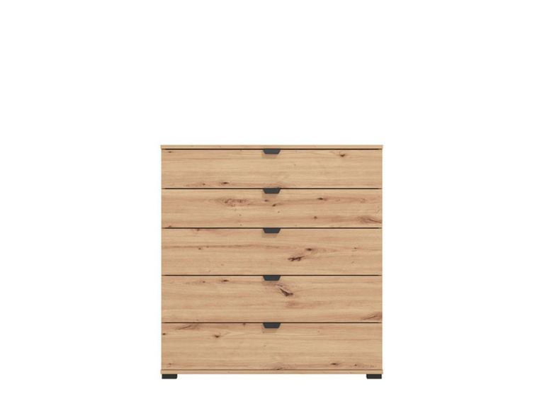 Cassettiera Marrone Rovere Nodi Nero 5 Cassetti Apertura Scorrevole 90x40x95h cm, Chiusura Scorrevole - Mainarda