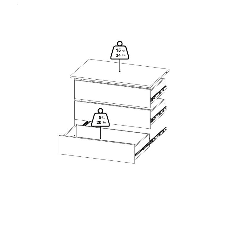 Cassettiera Mathilde, Settimino multiuso, Comò camera da letto, Mobile con cassetti, 55x87 h70 cm, Bianco