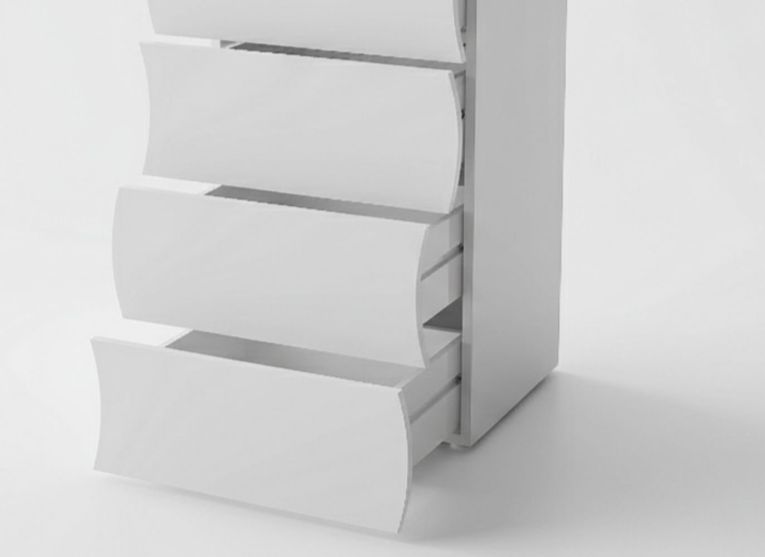 Cassettiera Matteo, Settimanale a 6 cassetti, Comò per camera da letto, 100% Made in Italy, cm 50x40h122, Bianco lucido