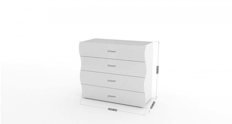 Cassettiera Mattia, Settimanale 4 cassetti, Comò per camera da letto, 100% Made in Italy, cm 98x40h82, Bianco lucido