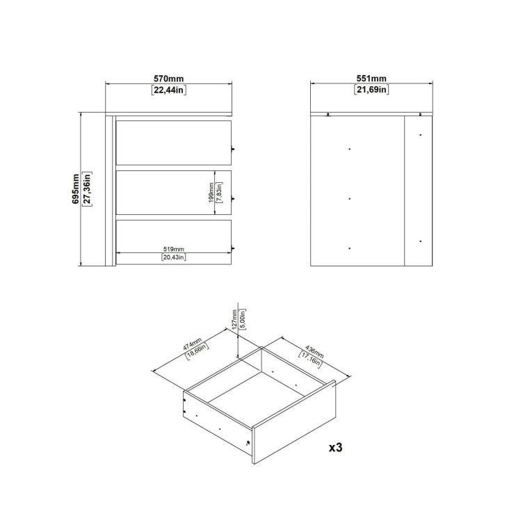 Cassettiera moderna bianca 57x69h cm - Giacarta