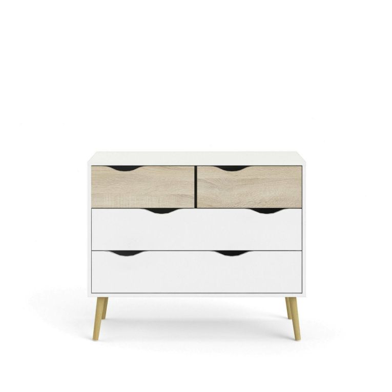 Cassettiera moderna bianca e quercia 98x81h cm - Azir
