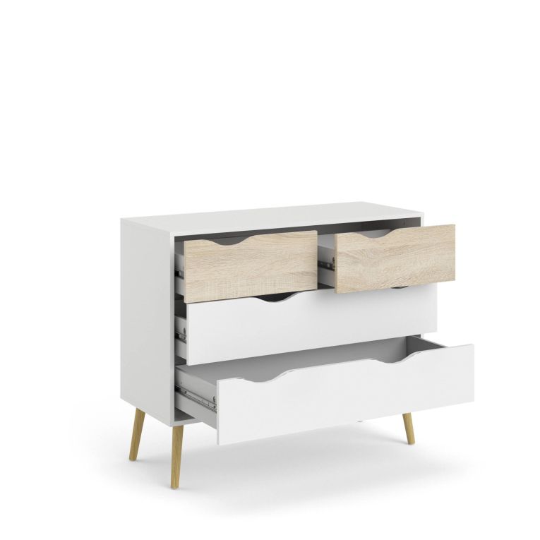 Cassettiera moderna bianca e quercia 98x81h cm - Azir