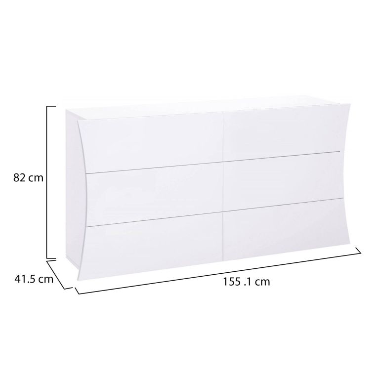 Cassettiera moderna bianca lucida 155x82h cm - Albelaziz