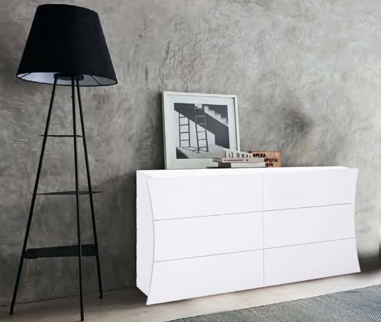 Cassettiera moderna bianca lucida 155x82h cm - Albelaziz