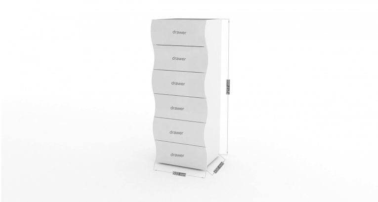 Cassettiera moderna bianca lucida 50x121h cm - Asch