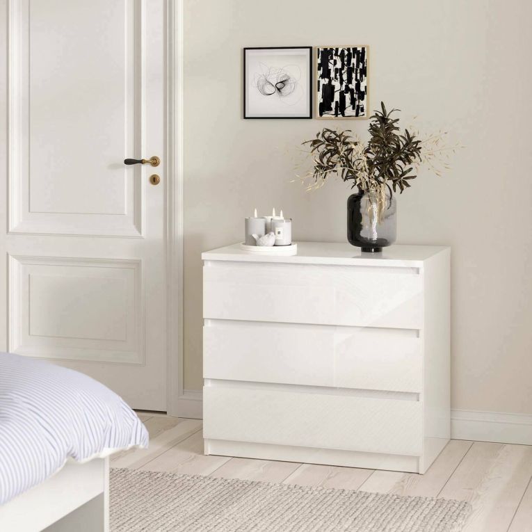 Cassettiera moderna bianca lucida 77x70h cm - Artic