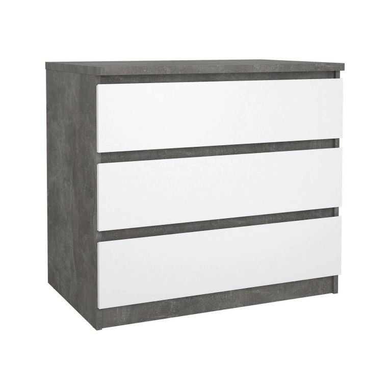 Cassettiera moderna cemento e bianca lucida 77x70h cm - Artic
