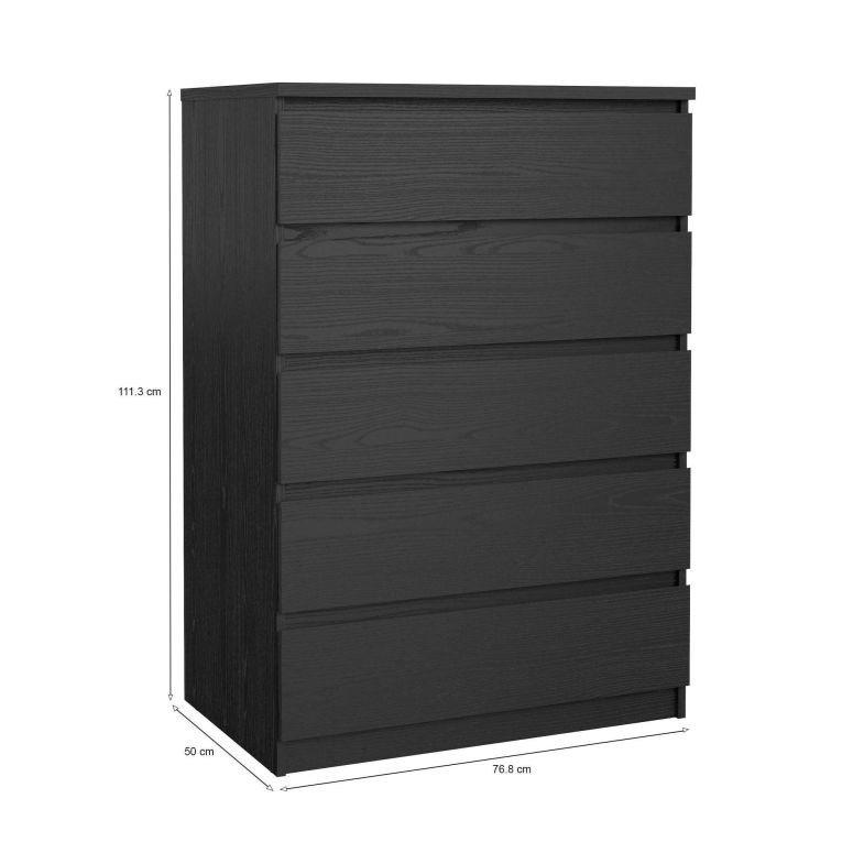 Cassettiera moderna nera 76x111h cm - Lucy