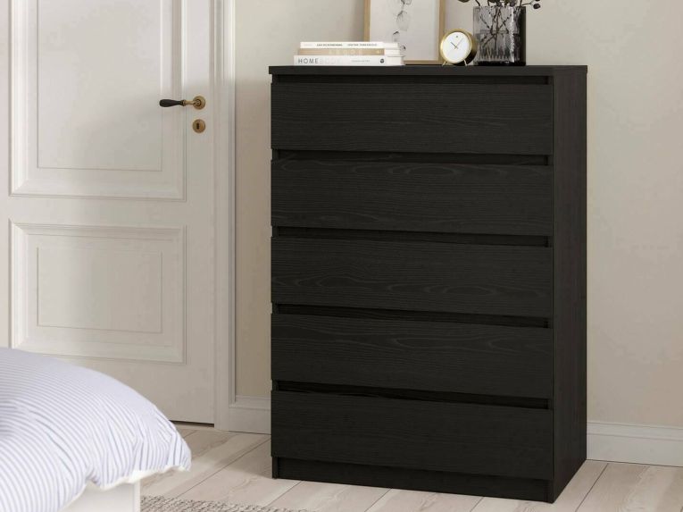 Cassettiera moderna nera 76x111h cm - Lucy