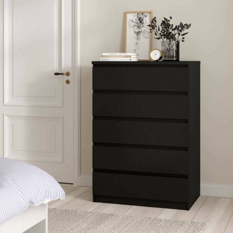 Cassettiera moderna nera 77x111h cm - Ansel