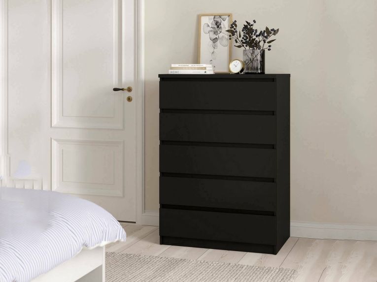Cassettiera moderna nera 77x111h cm - Ansel