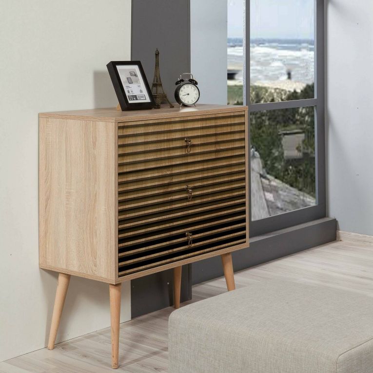 Cassettiera moderna quercia 80x90h cm - Apricale