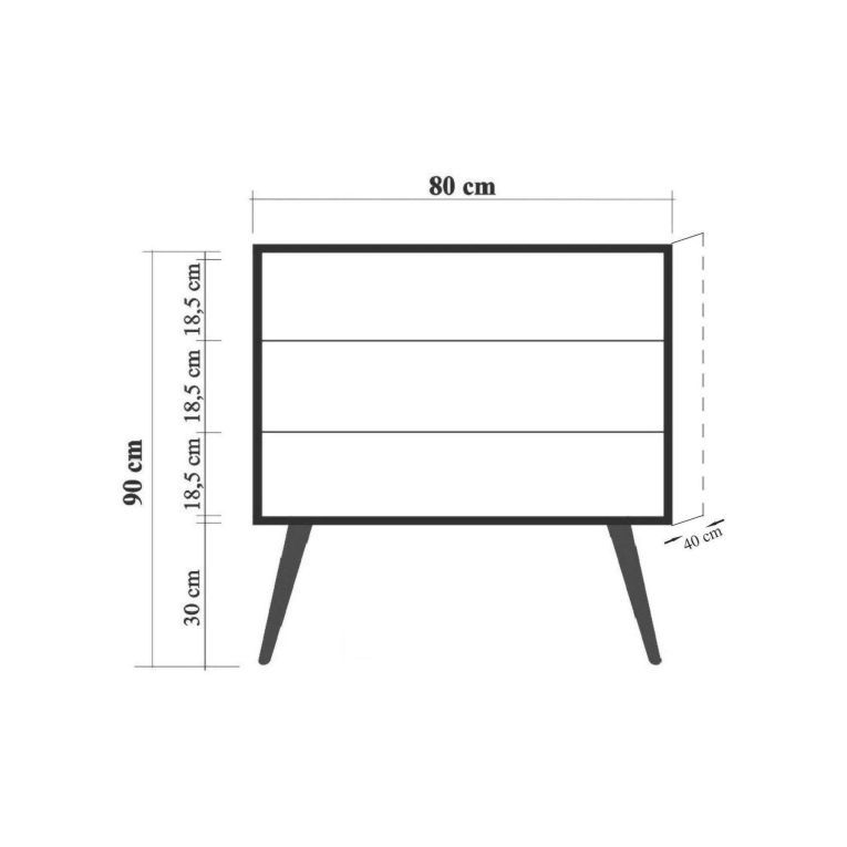 Cassettiera moderna quercia 80x90h cm - Apricale