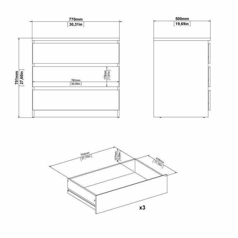 Cassettiera moderna rovere 77x70h cm - Artic