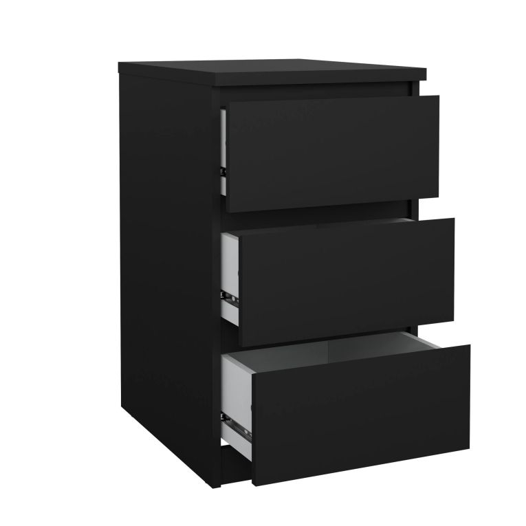 Cassettiera Nero 3 Cassetti Apertura Scorrevole 40x50x70h cm, Chiusura Scorrevole - Accudino