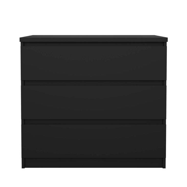 Cassettiera Nero 3 Cassetti Apertura Scorrevole 77x50x68h cm, Chiusura Scorrevole - Kajiki