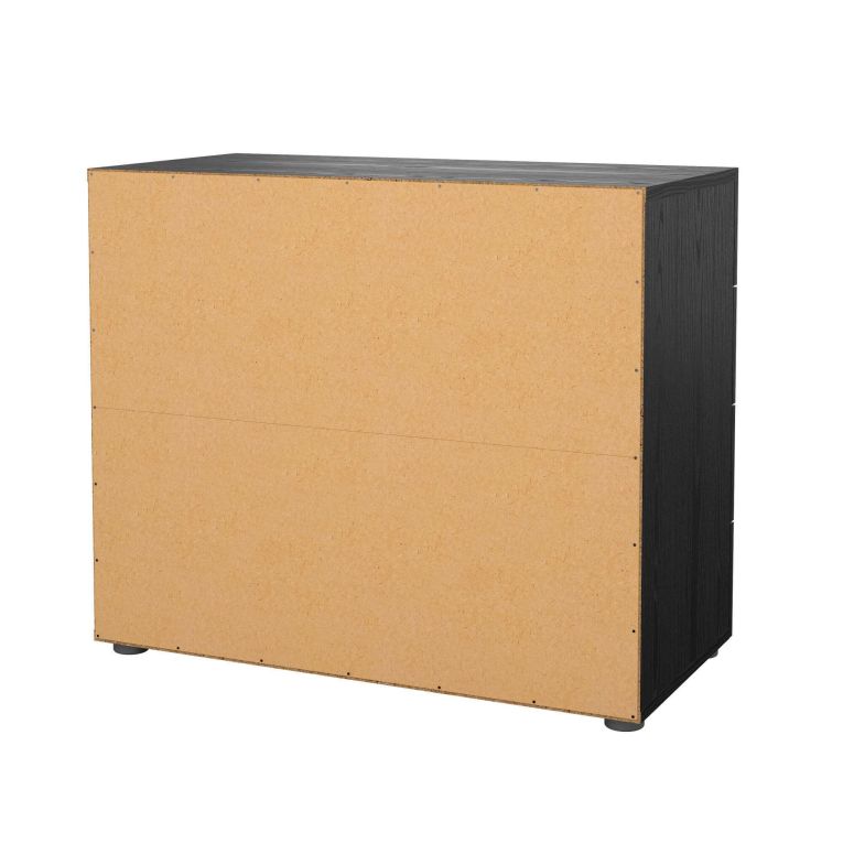 Cassettiera Nero 4 Cassetti Apertura Scorrevole 80x40x68h cm, Chiusura Scorrevole - Arwen