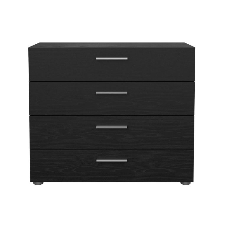 Cassettiera Nero 4 Cassetti Apertura Scorrevole 80x40x68h cm, Chiusura Scorrevole - Arwen