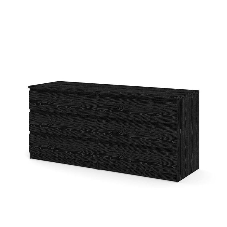 Cassettiera Nero 6 Cassetti Apertura Scorrevole 154x50x70h cm, Chiusura Scorrevole - Ceraso