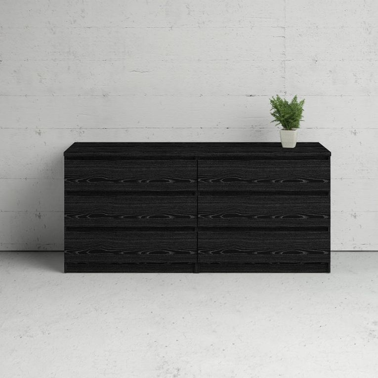 Cassettiera Nero 6 Cassetti Apertura Scorrevole 154x50x70h cm, Chiusura Scorrevole - Ceraso