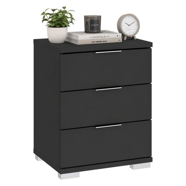 Cassettiera Nero Antracite 3 Cassetti Apertura Scorrevole 46x42x61h cm, Chiusura Scorrevole - Laharo