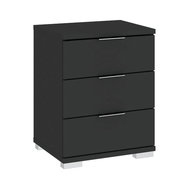 Cassettiera Nero Antracite 3 Cassetti Apertura Scorrevole 46x42x61h cm, Chiusura Scorrevole - Laharo